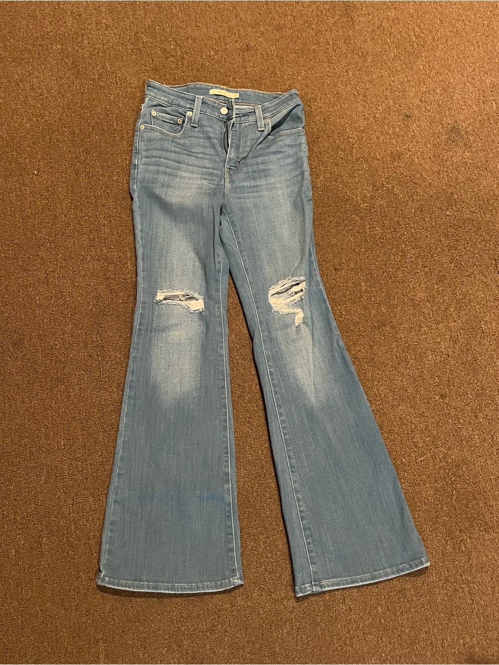 Levi's Light Blue Distressed Flare Jeans